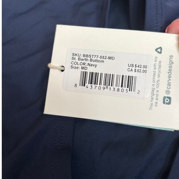 Carve Designs Women's Navy Standard Barth Bikini Bottom Size M - Picture 6 of 6